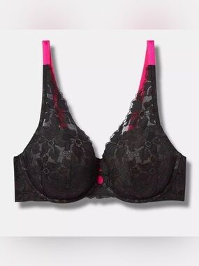 Torrid Women’s Plus XO Plunge Push Up Lace Bra Black Size 46DD NEW